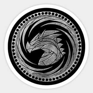 Dragon Coin - Grayscale on Dark Sticker